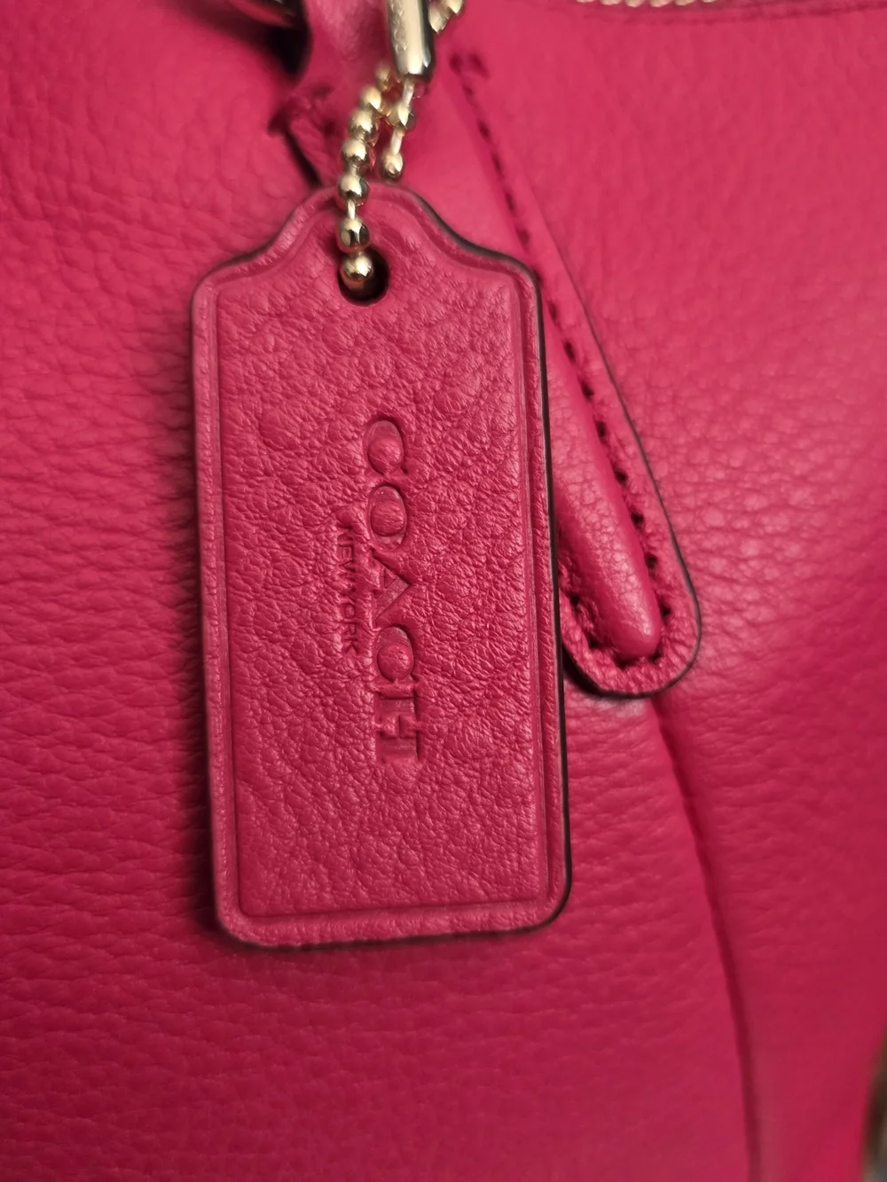 Coach Pebbled Leather Mini Kelsey Satchel Crossbody Pink/Fuchsia EUC